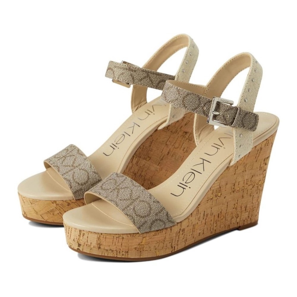 Brand New‎ Calvin Klein Karmona Sandals Natural Wedges. Size 8.5B